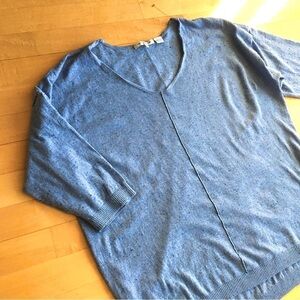 eight eight eight Speckled V-Neck Sweater, Blue, Size 1X